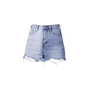 NEW DESSIN STUDIO two-tone colorblocked denim short in light denim